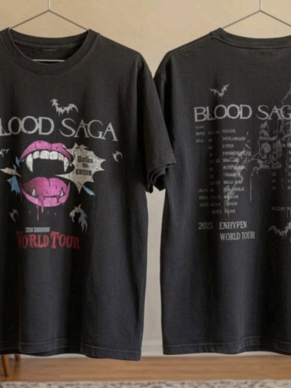 ENHYPEN Blood Saga World Tour 2025 Graphic Black Unisex T-Shirt